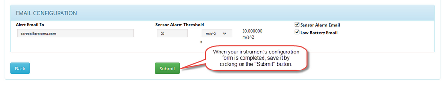 3j- My Instruments - Instrument Config - Submit button