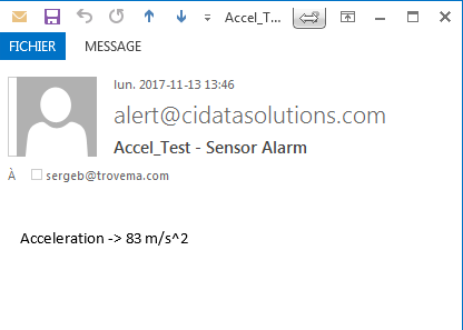 Accelleration Alert e-mail