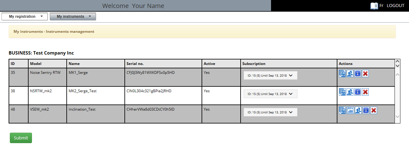 CIDataSolutions - My Instruments - Instruments Management