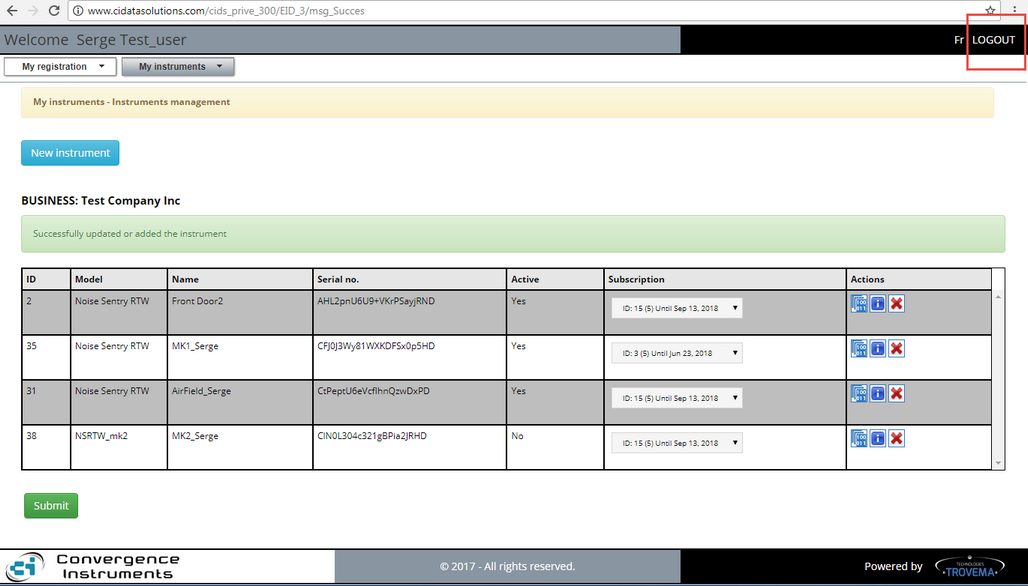 (9j) cidatasolutions _Instrument config - Logout