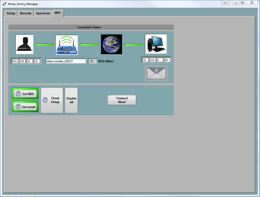 Instrument Manager - Noise Sentry selected - Connect Now